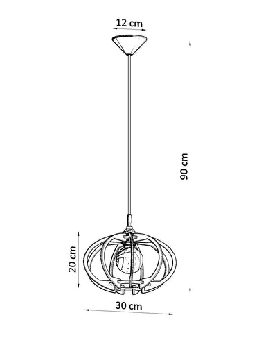 LED Hanglamp hout MANDELINO - 1 x E27 aansluiting 