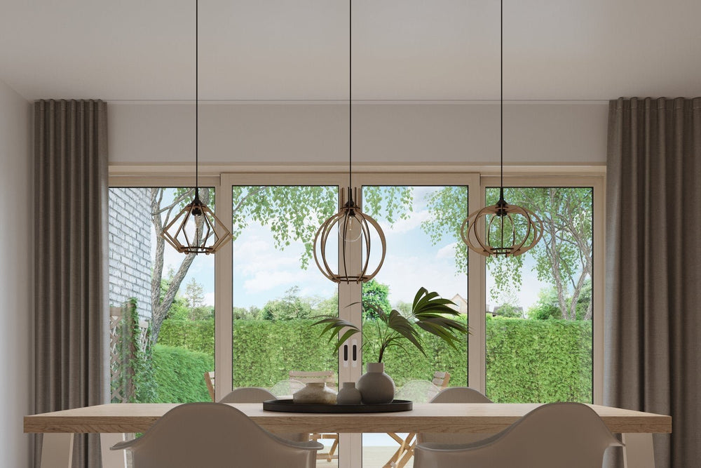 LED Hanglamp hout MANDELINO - 1 x E27 aansluiting 