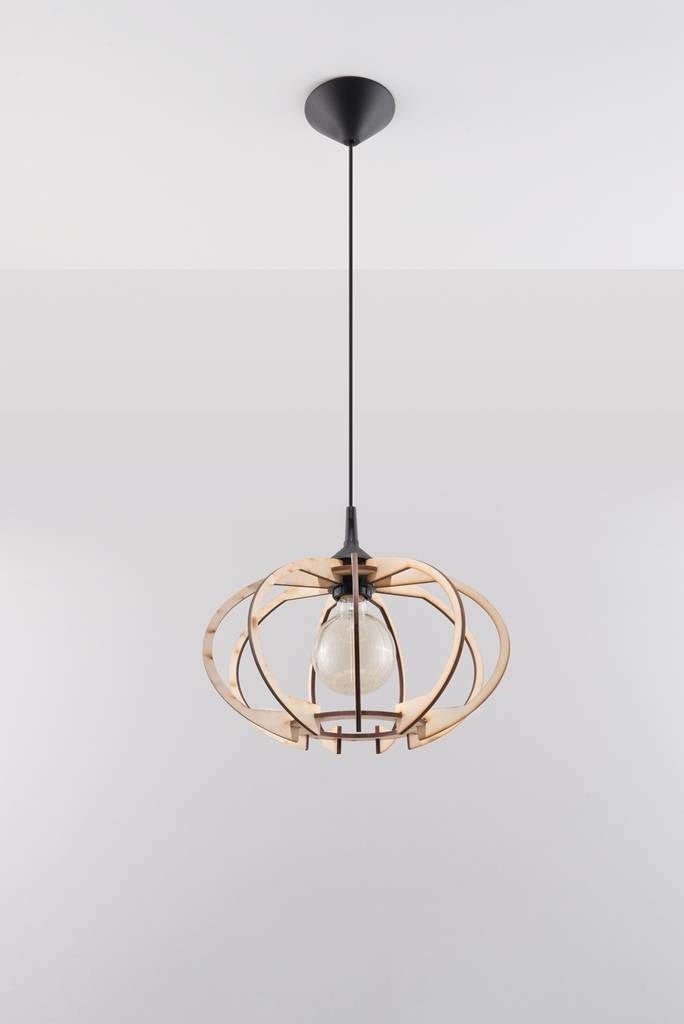 LED Hanglamp hout MANDELINO - 1 x E27 aansluiting 