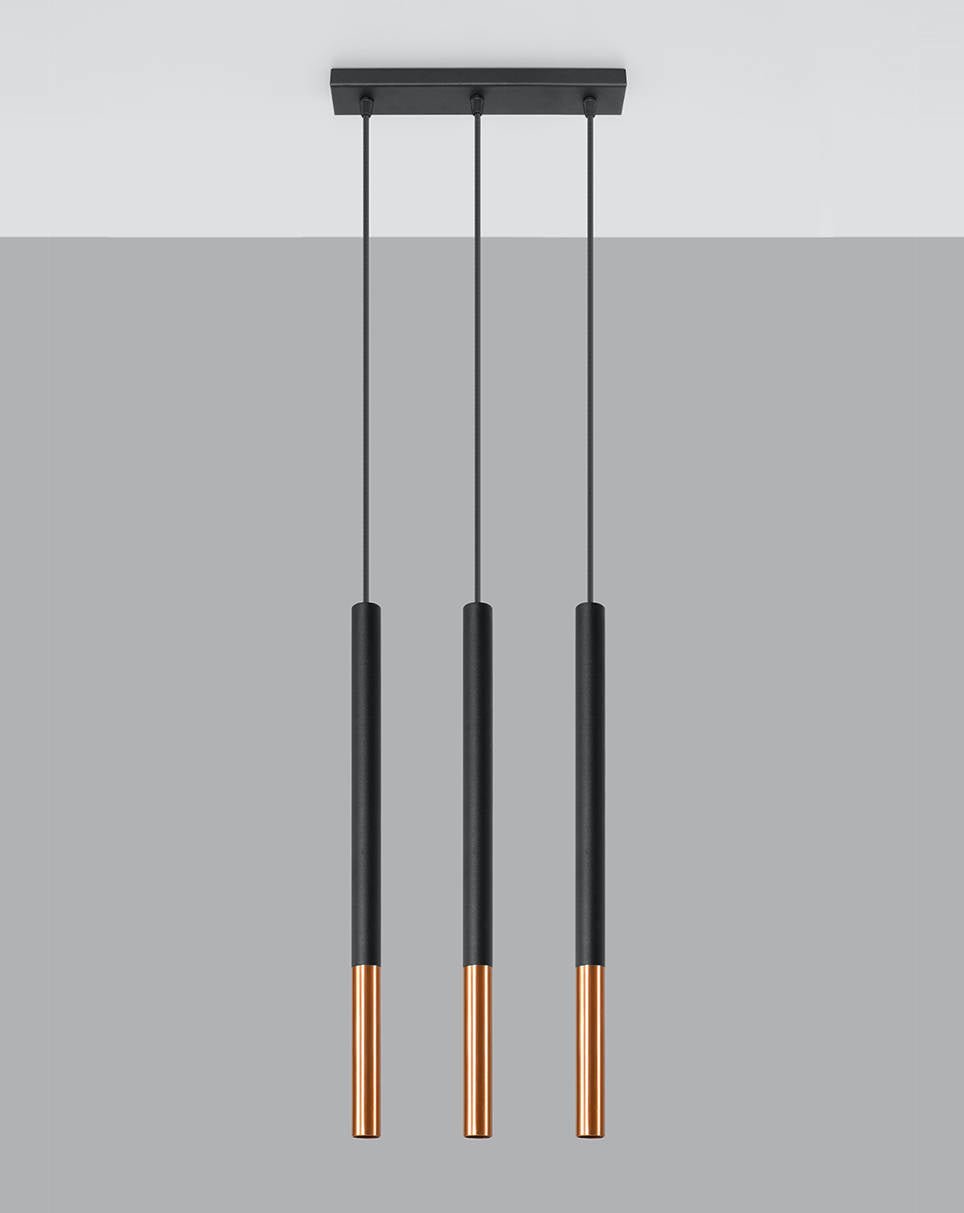LED Hanglamp zwart koper MOZAICA - 3 x G9 aansluiting
