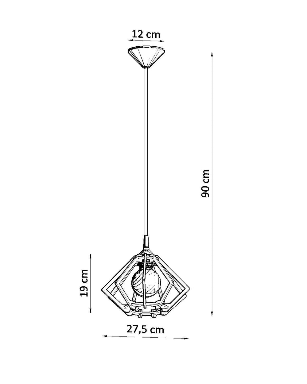LED Hanglamp hout POMPELMO - 1 x E27 aansluiting 