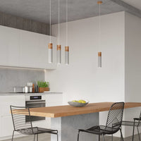 LED Hanglamp beton hout ZANE - 3 x GU10 aansluiting
