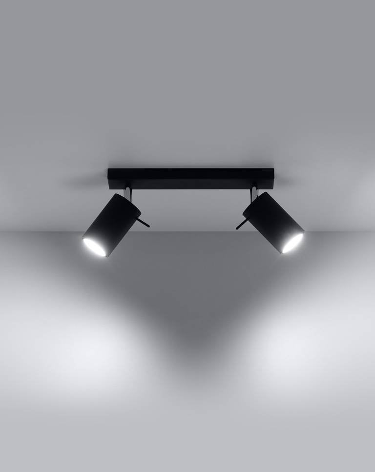 LED Plafondspot zwart RING - 2 x GU10 aansluiting