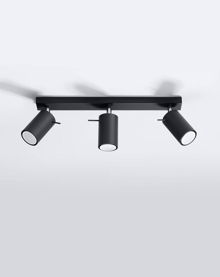 LED Plafondspot zwart RING - 3 x GU10 aansluiting