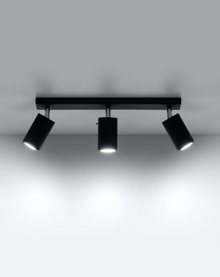 LED Plafondspot zwart RING - 3 x GU10 aansluiting