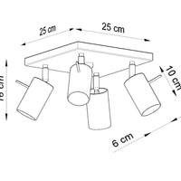 LED Plafondspot zwart RING - 4 x GU10 aansluiting