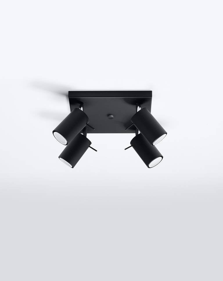 LED Plafondspot zwart RING - 4 x GU10 aansluiting