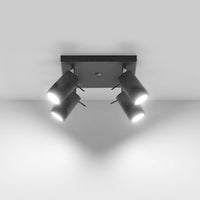 LED Plafondspot zwart RING - 4 x GU10 aansluiting