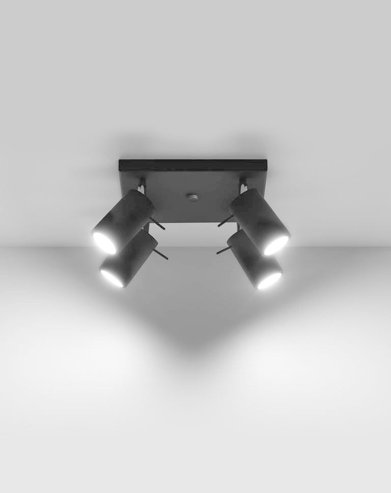 LED Plafondspot zwart RING - 4 x GU10 aansluiting