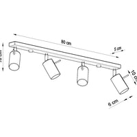 LED Plafondspot zwart RING - 4 x GU10 aansluiting