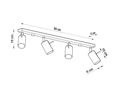 LED Plafondspot zwart RING - 4 x GU10 aansluiting