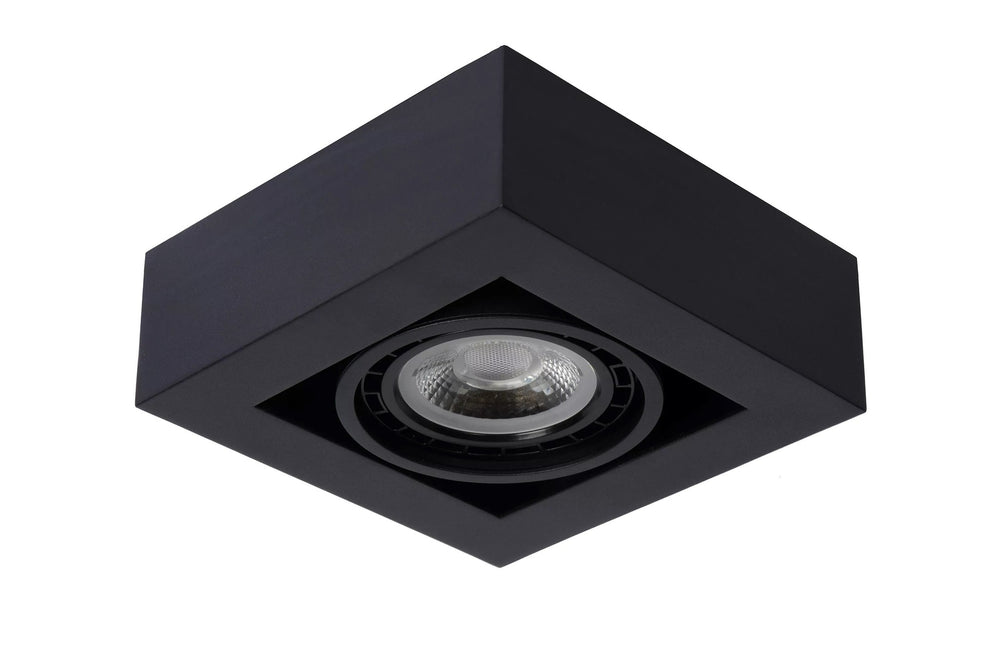Lucide ZEFIX spot LED de plafond, dim to warm, GU10 12W 2200K-3000K, orientable, carré, Noir, IP20