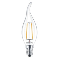Philips CorePro vela LED E14 2W 250 lúmenes 2700K transparente no regulable BA35 blanco cálido reemplaza 25W