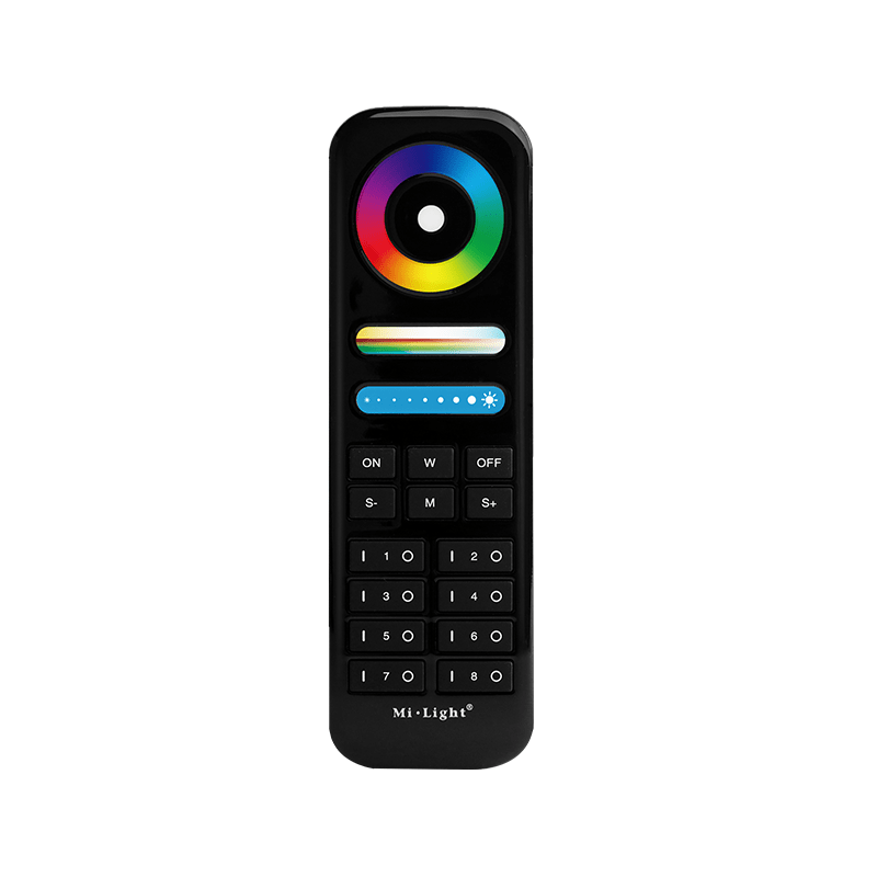 tsong rgb+cct afstandsbediening 8 groepen zwart - ip20 ce rohs gecertificeerd 220-240v ac
