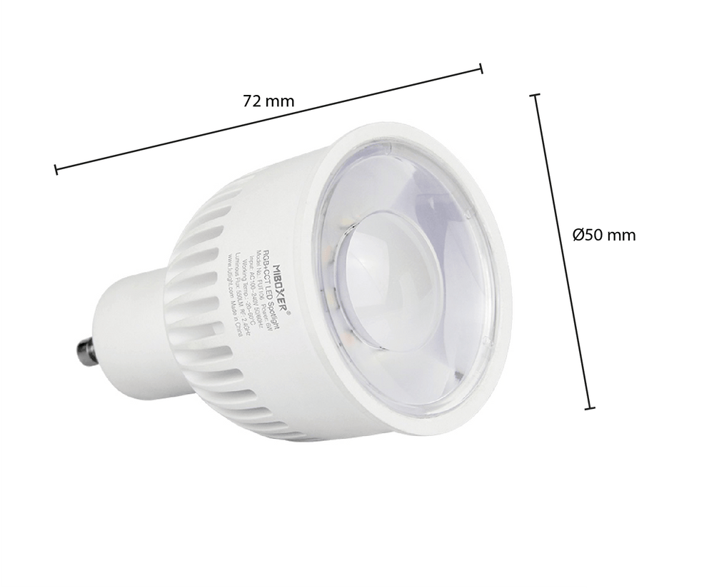 Led spot GU10 6W 550 lumen RGB+CCT MIBOXER dimbaar licht