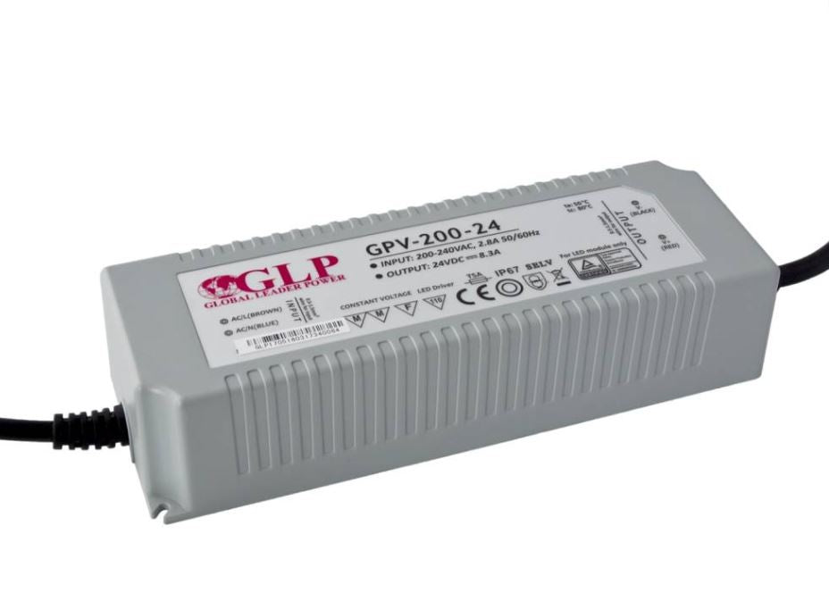 glp led strömförsörjning 24v 200w 8.3a ip67 vattentät för utomhusbruk