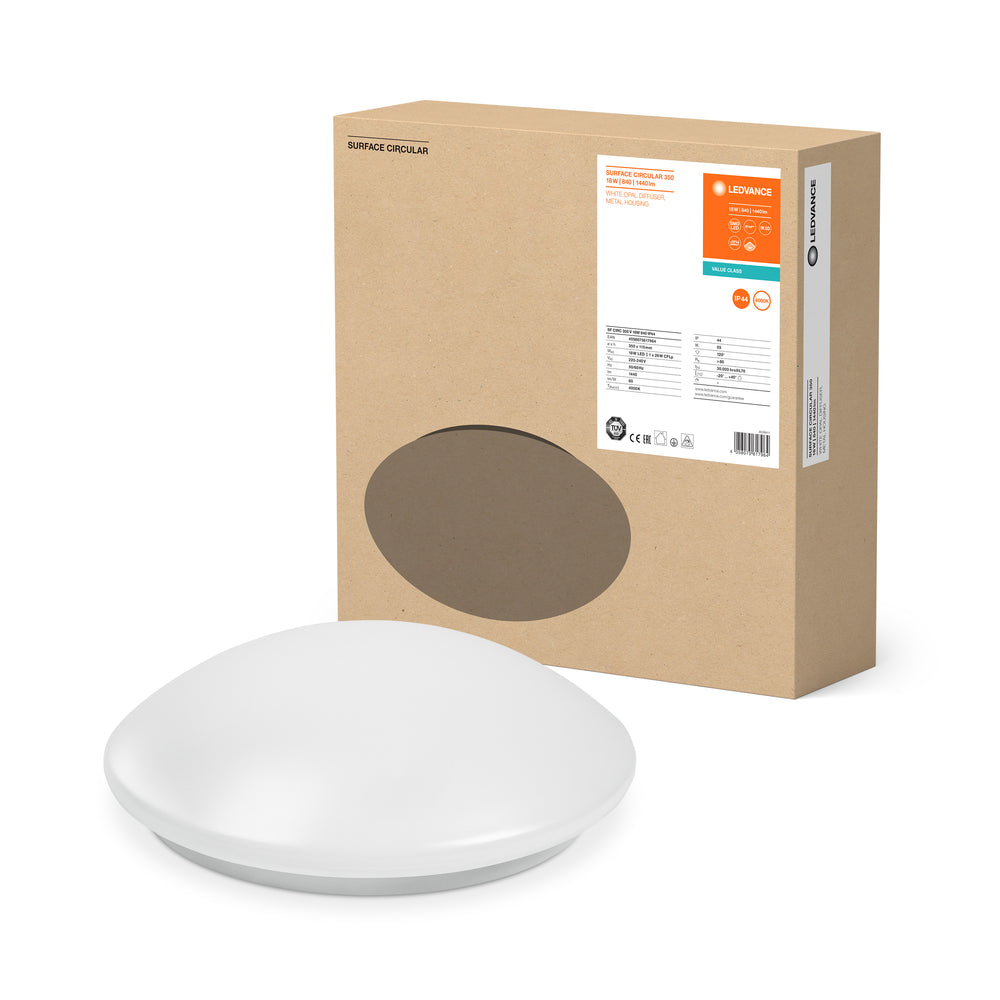 Hublot LED circulaire en saillie Ø400 Blanc 24W 1920 lumens 3000K IP44 pour éclairage intérieur et extérieur