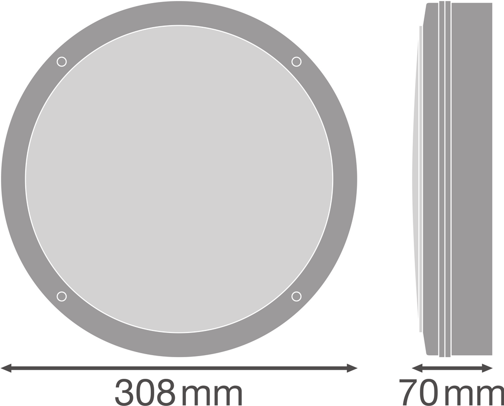 Applique LED en saillie 300mm Blanc, 15W 1400 lumens, 4000K Blanc froid, IP65