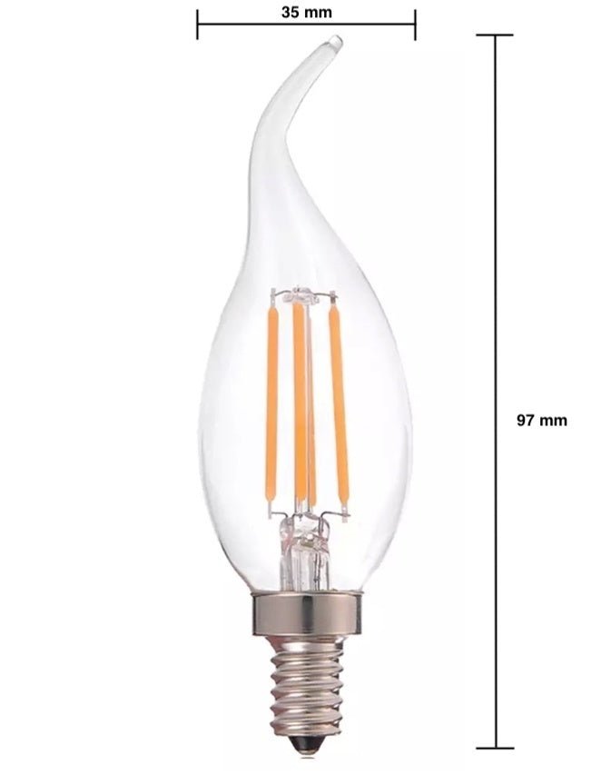 LED filamentlamp E14 C37, 5W vervangt 40W, 2700K warm wit door LCB