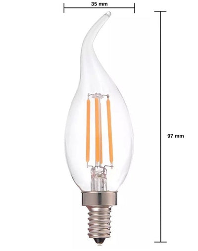 LED filamentlamp E14 C37, 5W vervangt 40W, 2700K warm wit door LCB