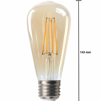 LCB LED filamentlampa E27 ST64 4W dimbar 2200K extra varmvit ersättning för 40W med Philips-chip