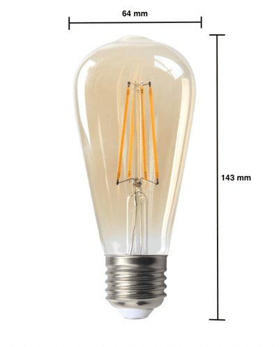 lcb led filamentpære e27 st64 6w 2200k ekstra varm hvidt lys