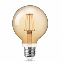 LCB Lámpara de filamento LED E27 G125 6W reemplaza 60W 2200K blanco extra cálido regulable Globo XL