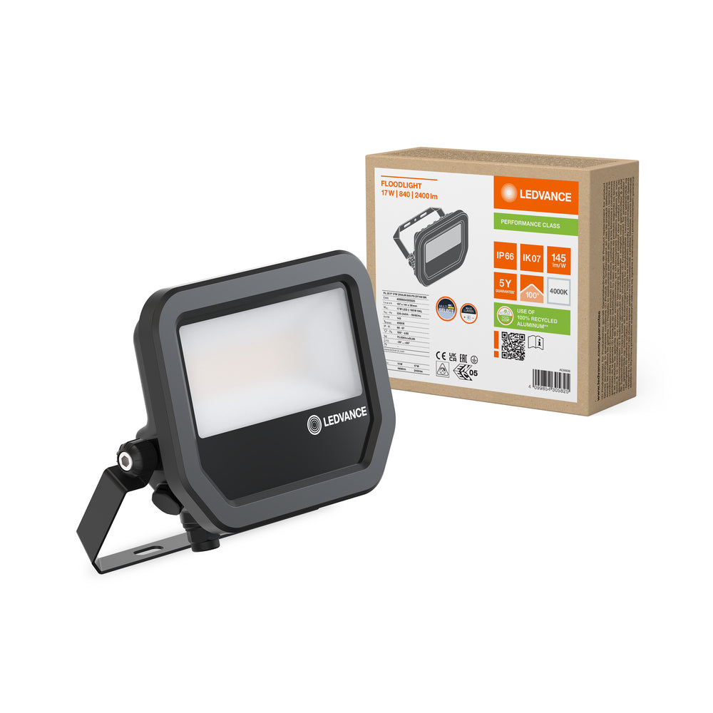 LED projektør Aluminium Sort 10.5W 3000K 2400 lumen IP20 IK10 120° strålevinkel holdbar udendørs belysning