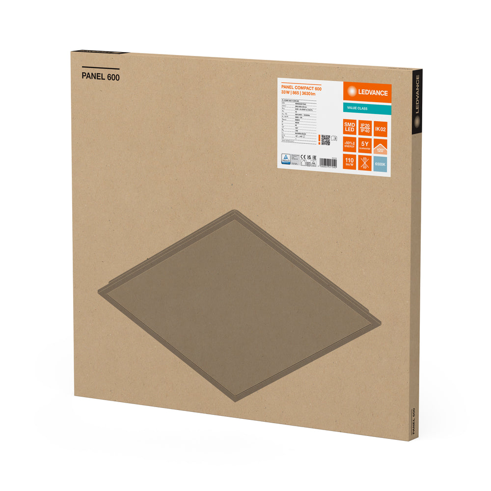 LED Paneel Compact 33W 3630 lumen 6500K Daglicht 60x60cm Wit Aluminium IP20 CRI 80 CE RoHS