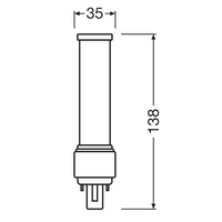 LED PL-C Dulux-D D/E 6W 660 lumen 4000K Kølig Hvid G24d-1 2-Pin 230V erstatning for 13W