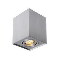 Spectrum LED plafondspot vierkant met GU10 fitting, zilver aluminium, kantelbaar ontwerp voor flexibele verlichting, IP20