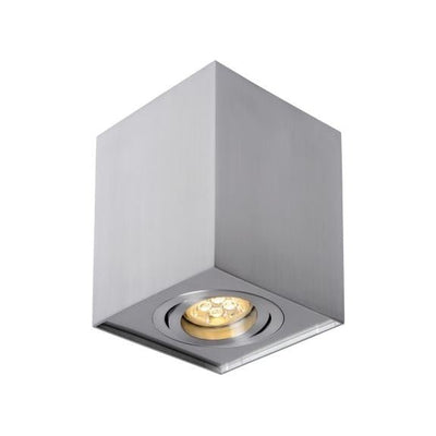 Spectrum LED plafondspot vierkant met GU10 fitting, zilver aluminium, kantelbaar ontwerp voor flexibele verlichting, IP20