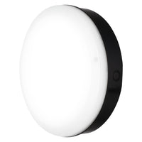 Lampada da Parete LED Bulkhead con Sensore, 10W 800 lumen, 3000K Bianco Caldo, IP65 IK10, Nero Ø250MM
