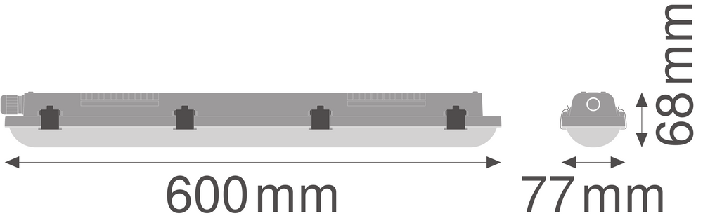 LED waterdichte montagebalk 18W 2160 lumen 4000K koel wit 60cm vochtbestendig