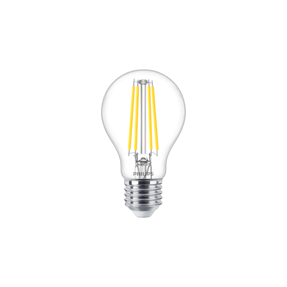 Bombilla LED Philips 5.9W E27 A60 Transparente 2700K Blanco Cálido 806 lúmenes regulable 90CRI 220-240V