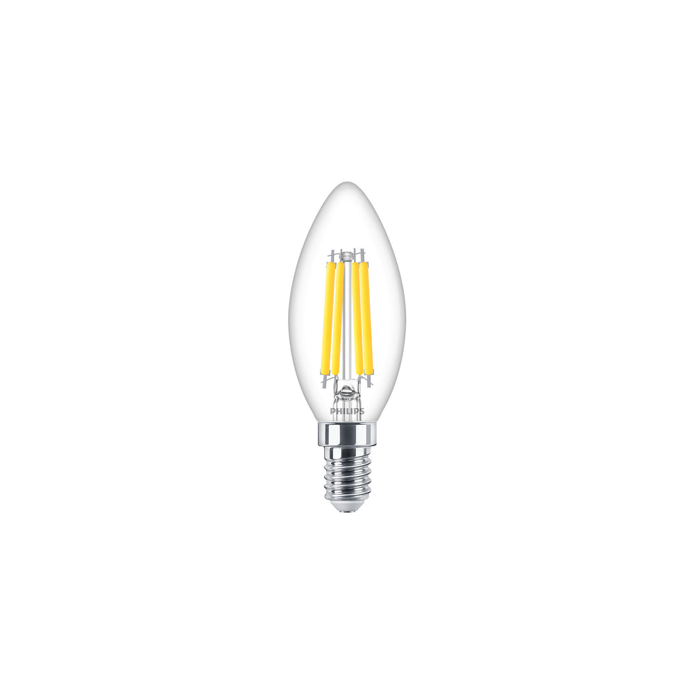 Lampadina a candela LED Philips E14 B35 3.4W equivalente 40W 2700K Bianco Caldo 470 lumen Dimmerabile Trasparente 90CRI