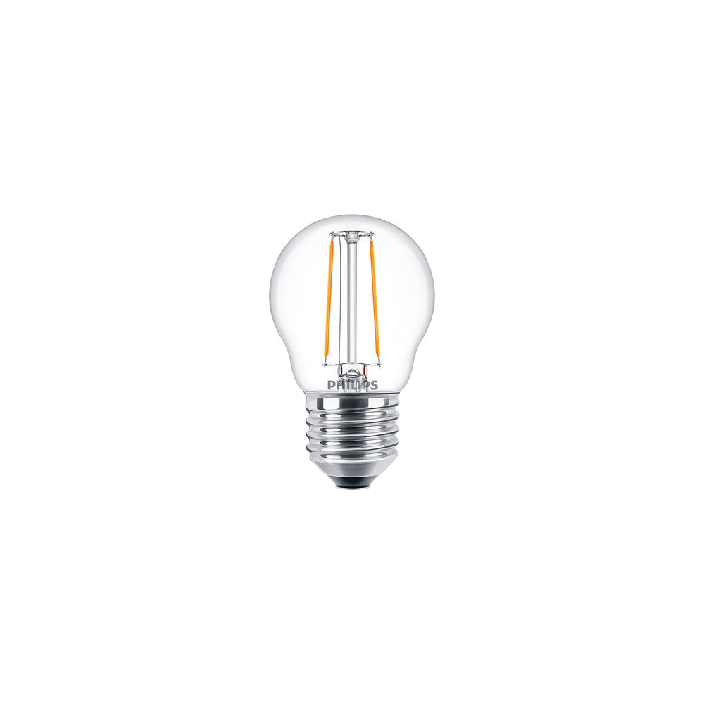 Lampadina Philips CorePro LED P45 E27 2W 2700K bianco caldo 250 lumen trasparente non dimmerabile