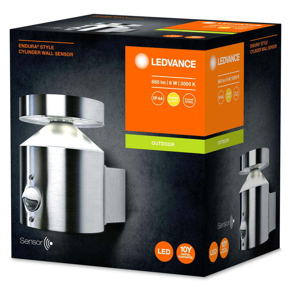 Ledvance ENDURA Style Cylinder Väggsensor LED Utomhusbelysning 6W 3000K Rostfritt Stål IP44