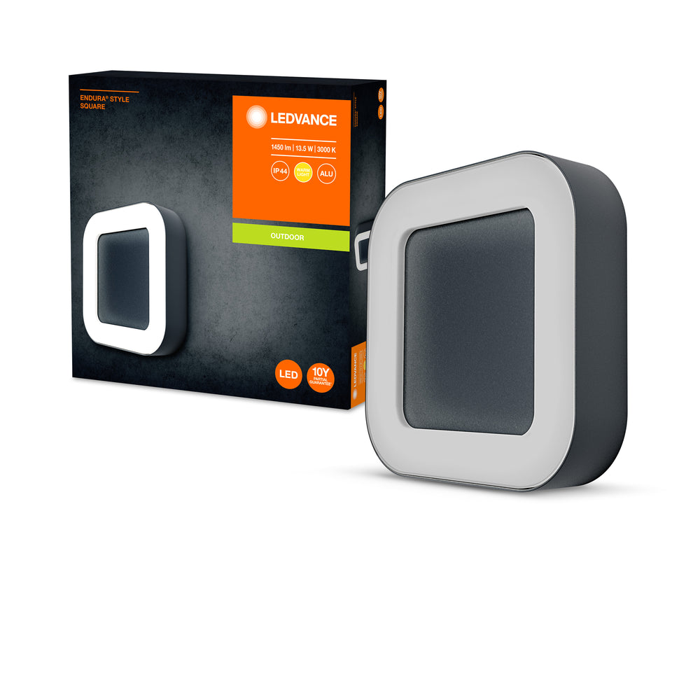 Ledvance ENDURA Style Square lampada da parete LED 13.5W 3000K Grigio Scuro IP44 IK07 montaggio superficiale per esterni
