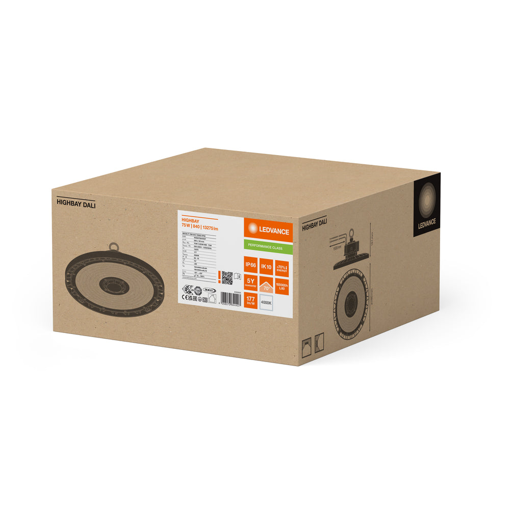Ledvance HIGH BAY DALI GEN 5 LED 75W 4000K 13275 Lumen 70° Schwarz IP66 IK10 Aluminium Industriebeleuchtung