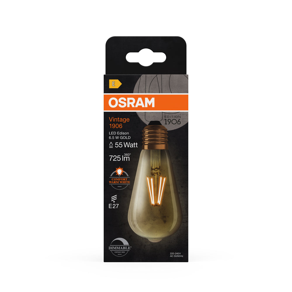 Ledvance Vintage 1906 Lampadina LED Edison E27 6.5W 2400K 725 lumen Dimmerabile Vetro Dorato