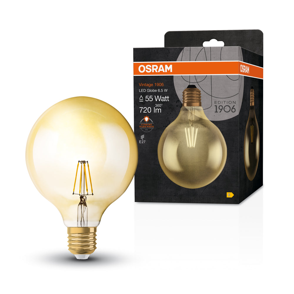 Ledvance Vintage 1906 LED Glob 6.5W E27 2400K Guldglas Lampa 720 lumen 220-240V IP20 124mm