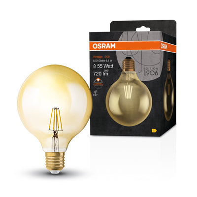 Ledvance Vintage 1906 LED Globe 6.5W E27 2400K Goud Glas Lamp 720 lumen 220-240V IP20 124mm