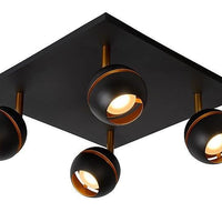Lucide BINARI 4x4.5W LED foco de techo 2700K negro 1521 lúmenes