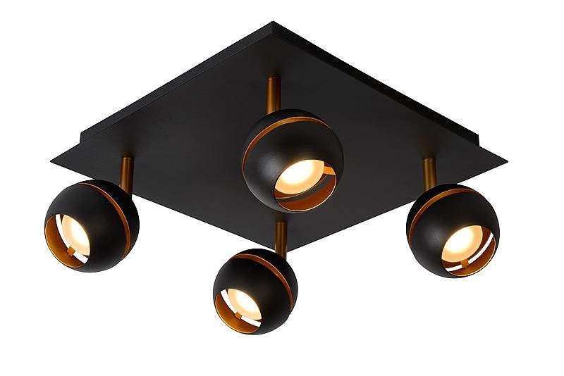 Lucide BINARI 4x4.5W LED foco de techo 2700K negro 1521 lúmenes
