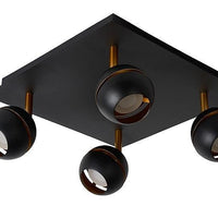 Lucide BINARI 4x4.5W LED foco de techo 2700K negro 1521 lúmenes