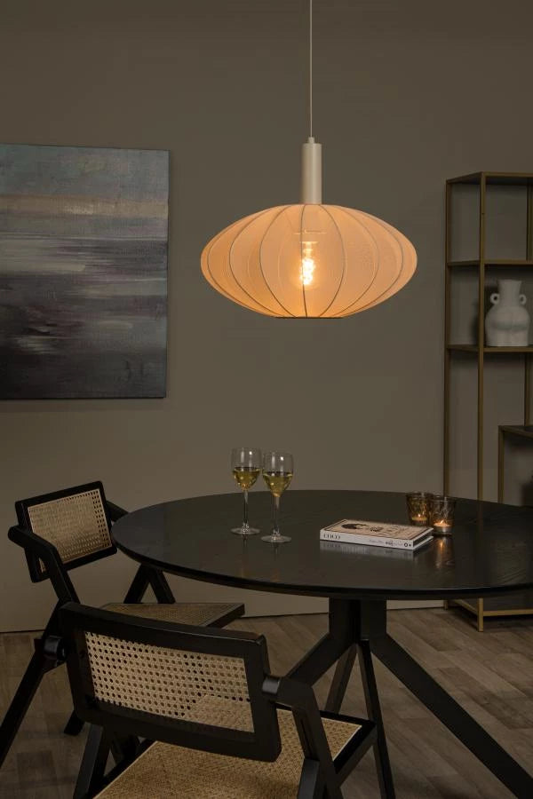 Lucide CORINA LED-pendel Ø50cm, E27, dimbar, 40W, 230V, justerbar höjd, krämfärgad modern design