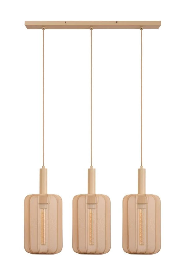 Lucide CORINA LED gulvlampe, 3xE27, dæmpbar, justerbar stofskærm, 185cm creme indendørs belysning