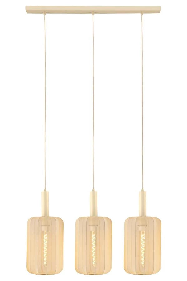 Lucide CORINA LED gulvlampe, 3xE27, dæmpbar, justerbar stofskærm, 185cm creme indendørs belysning