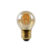 Lucide G45 LED filamentlampa, E27 dimbar, 3W 2200K bärnsten Ø4.5cm